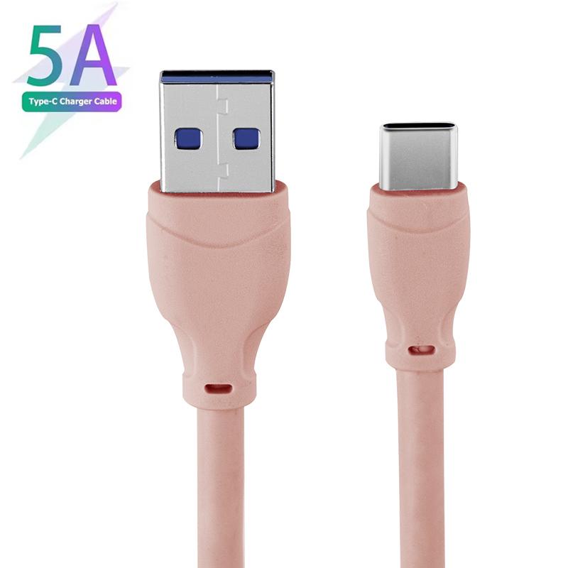 New Style Data Line Fast Charging USB Type-C Cable Data Type C Super Fast Charging Bulk Cable for Huawei 1.5 m розовый