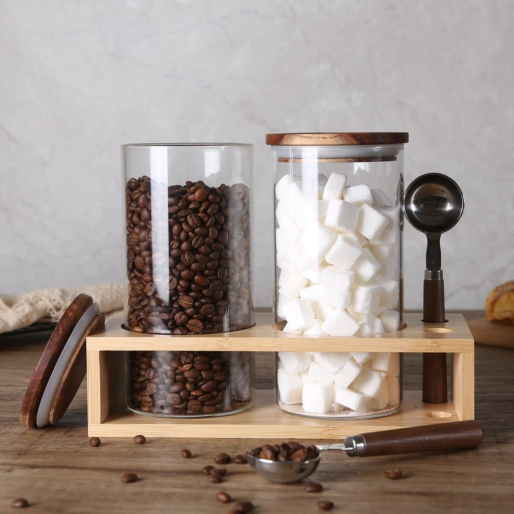 KKC Storage Coffee Bean Storage Storage Coffee Measuring Spoon Tea Leaf Pet Spice Set of 2 Bottle, Packing, Container, Can, Canister, Included,