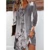 QICED Fashion Autumn Winter Long Sleeve V-Neck Casual Dresses