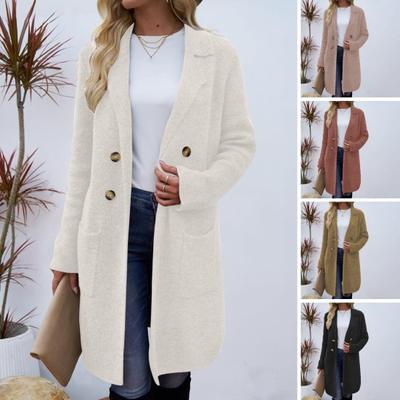 Otoño Invierno Mujer Chaqueta de Lana Gruesa Suelta Cuello Vuelto Chaqueta de Desplazamiento OL