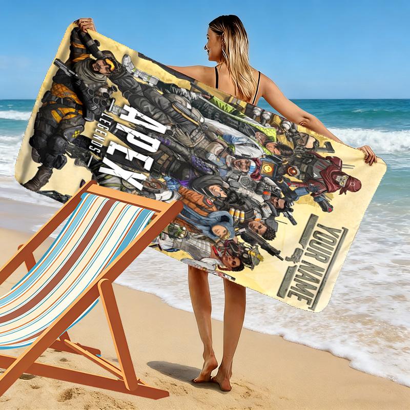 Name Custom Apex Legends Print Beach Towel, Large Soft Quick Dry Towel for Beach Camping Swimming