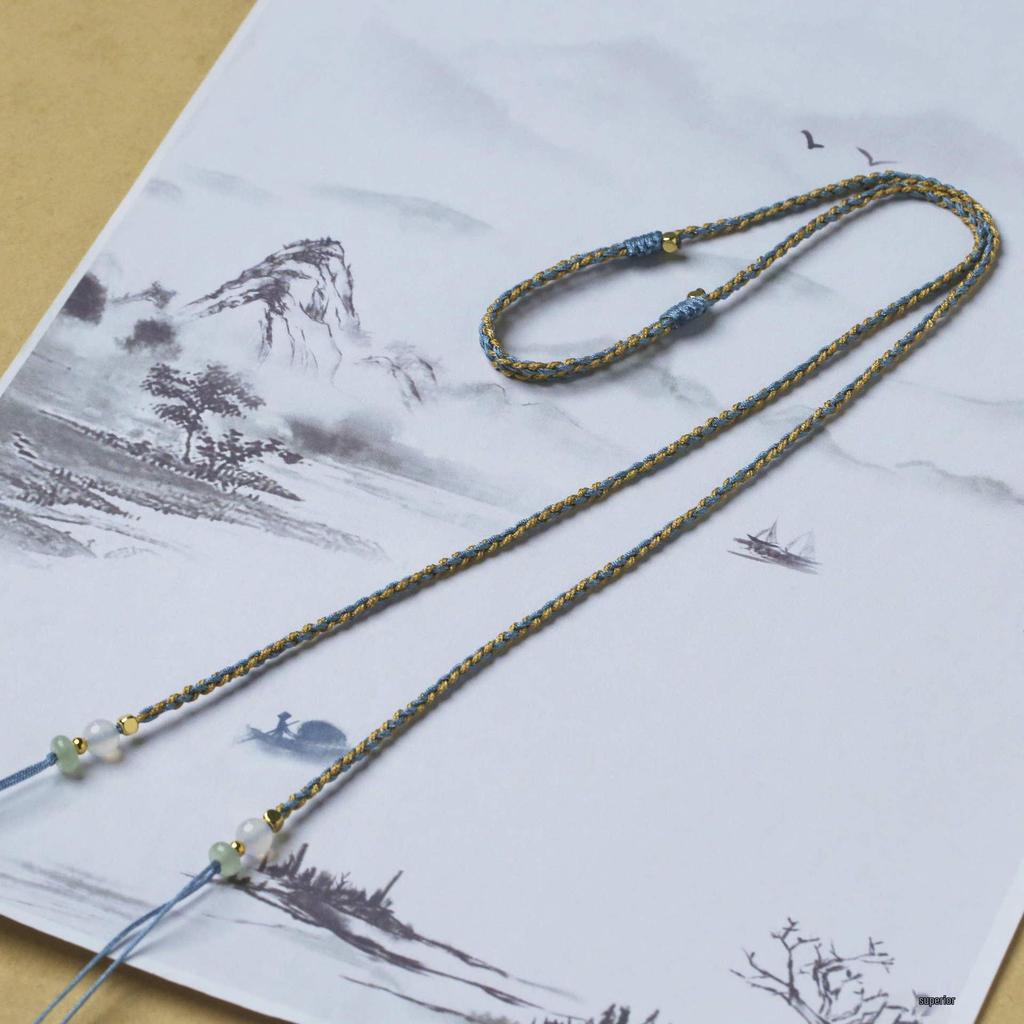 Handgefertigte Aventurin-Achat Verstellbare Viersträngige Geflochtene Anhänger Halskette