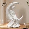 Unique Literary Gifts for Women Moon Girl Figurine, 3D Printed Mystical On Crescent Modern Aesthetic Sculpture Art Statue, Collectible Bedroom