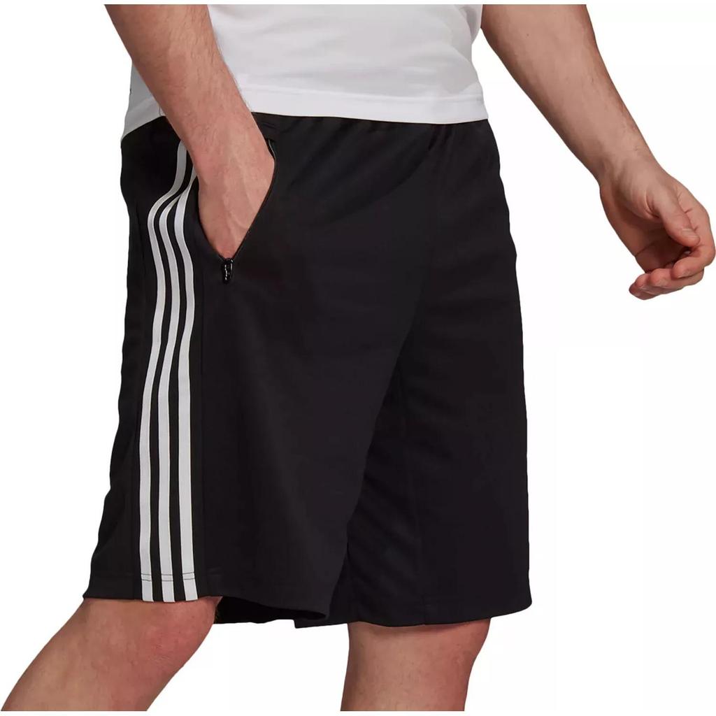 adidas Solid Color Logo Letter Stripe Print Elastic Waist Straight Leg Shorts Men Shorts Black H20839