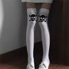 Women Gothic Skeleton Print Over Knee Socks Elastic Nylon Blend Thigh High Stockings For Halloween Event And Fall Outfit