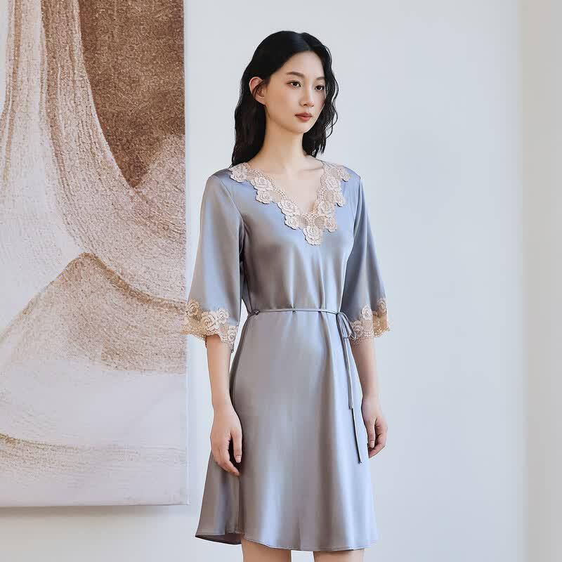 Wanshili 100% Mulberry Silk Nightgown XL