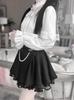 Bluse und Mini-Kreuz Große Größe Klein [MODKOKU] Damen Umhang-Stil 3-teiliges Set, Rock, Spitze, Rüschen, Schleifen, Lolita, Design, Gothic, Schnürung, Moe,