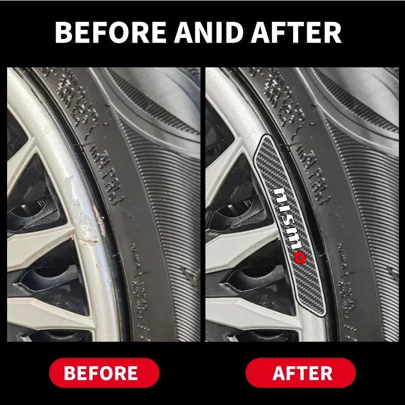 4Pc Car Rims Wheels Curved Carbon Fiber Sticker Decal For Nissan Nismo Note Armada Pulsar Pathfinder X-Trail Qashqai Accessories