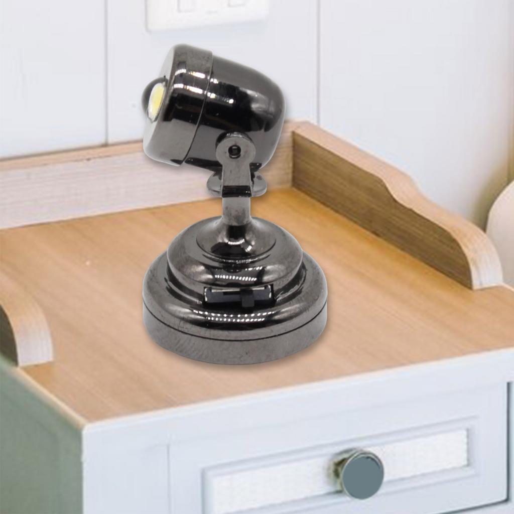 1/12 Scale Miniature Spot Lamp For Dollhouse With LED Battery Light And Metal Body Spotlight for Living Room Displaying