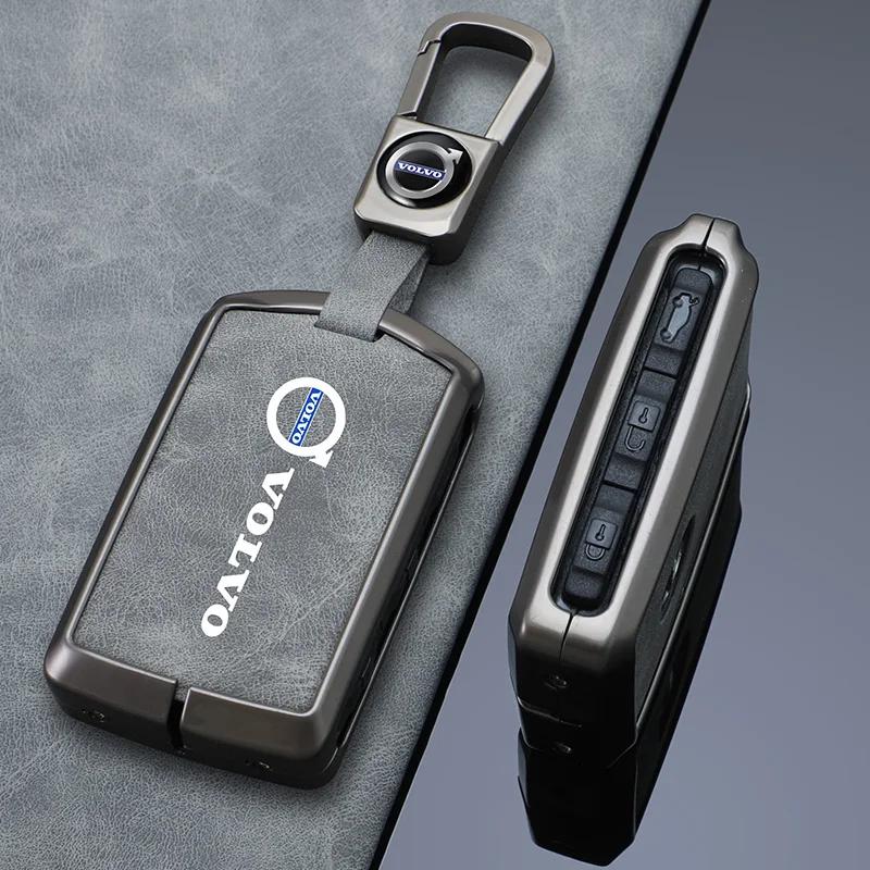Zinc Alloy Leather Car Remote Key Case Cover for Volvo S60 S90 XC40 XC60 XC90 V60 V90 T6 T8 Auto Key Shell Protection Accessary