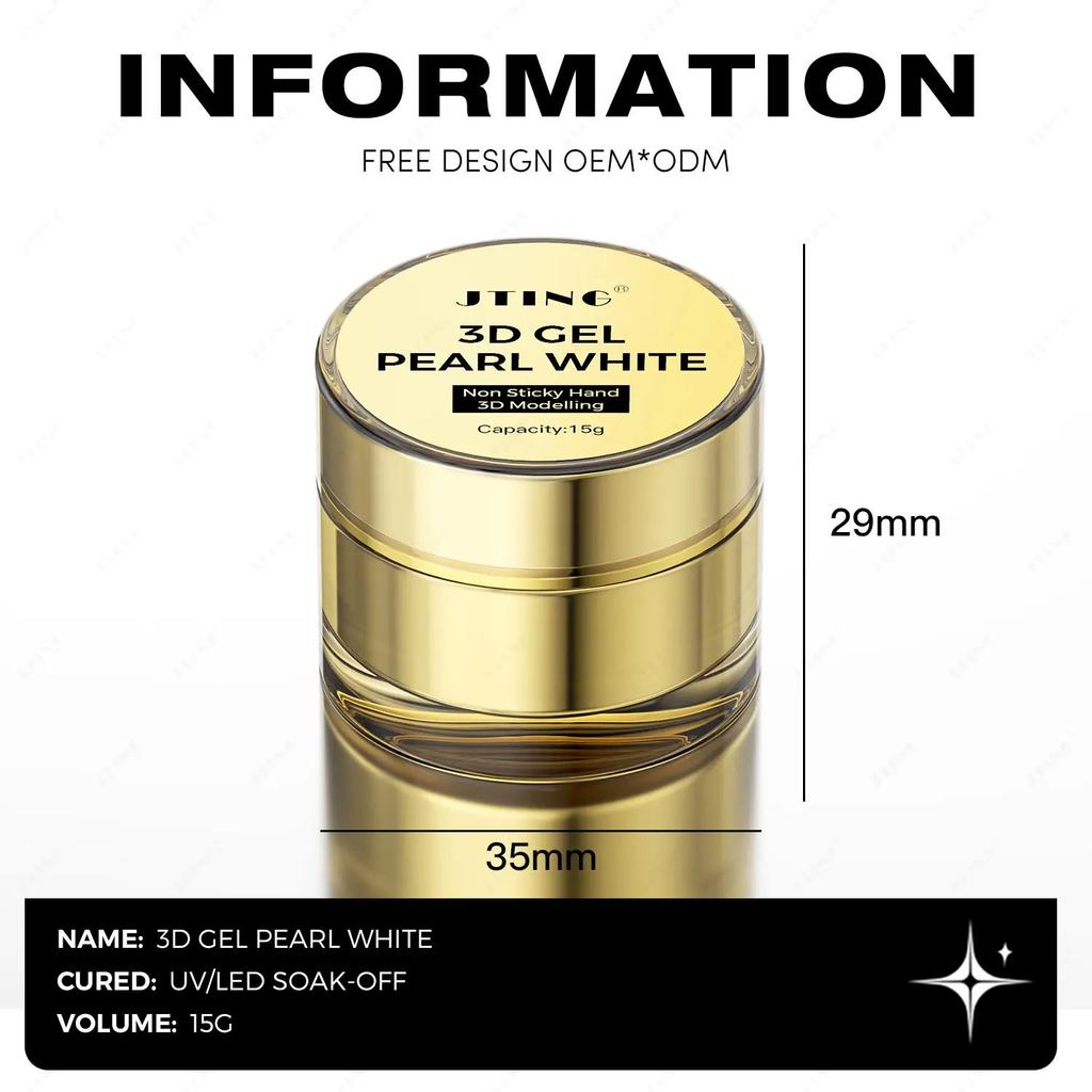JTING Non Sticky 3D Effect Satin Carving Gel Polish White Color butterfly Flower 3D Modelling Gel Nail Polish OEM Private Label