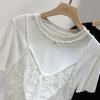 Women's Summer Two-Piece Set: Short-Sleeve Tee & Lace Cami