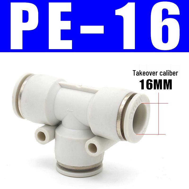 PU Pneumatic Quick Connect Air Hose Fittings, Straight & Three-Way, Sizes: 4/6/8/10/12/16mm