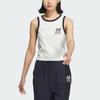 Adidas Logo Embroidered Colorblock Round Neck Sports Tank Women Tops Han-Jade-White JI6881