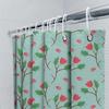 Bright Floral Shower Curtain For Bathroom Decor Green Leaves Red Flowers Pattern, Quick Dry Fabric Waterproof Shower Curtains Se