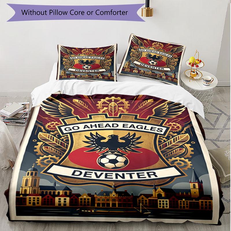 3-teiliges Bettbezug-Set (1 * Bettbezug + 2 * Kissenbezug, ohne Kern), Go Ahead Eagles Print Weiches Ganzjahres-Bettwäscheset, Heimschlafzimmer-Dekoration Geschenk