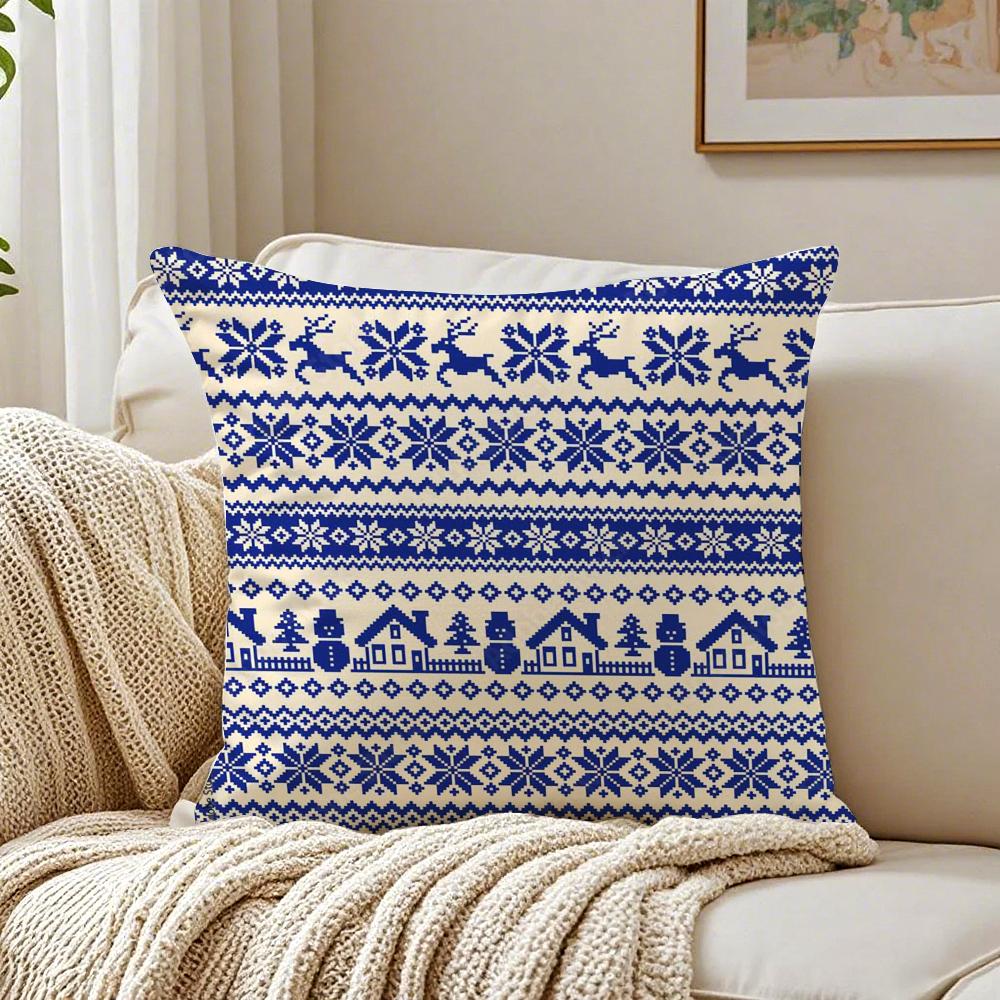 Klassische Strick-Britisches Muster FFair Isle Kissenbezug Kissenhülle Staubmilbenfrei Wohnzimmer Sofa Dekor Kissen Raum