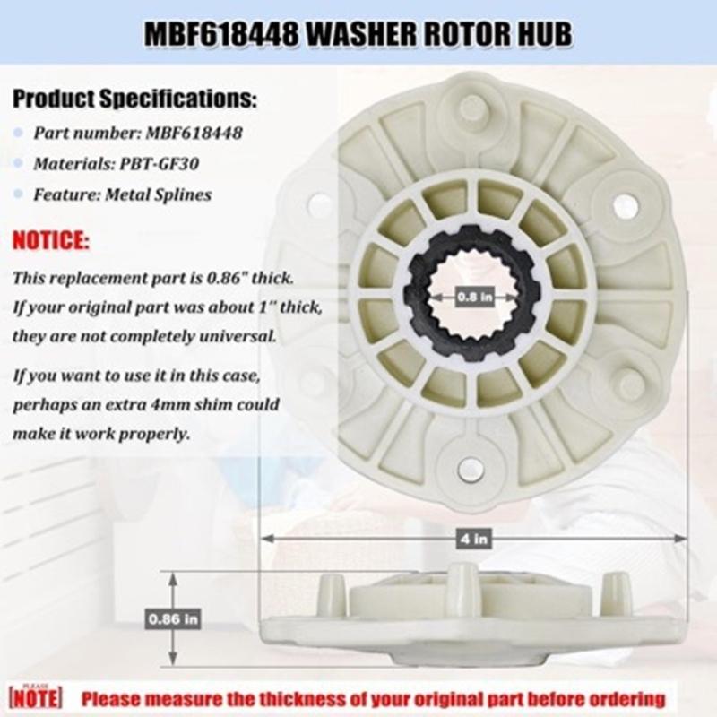 Washing Machine Rotor Hub Washer Part Repairing Accessories Plastic Driven Hub Suitable for MBF618448 ABS Construction