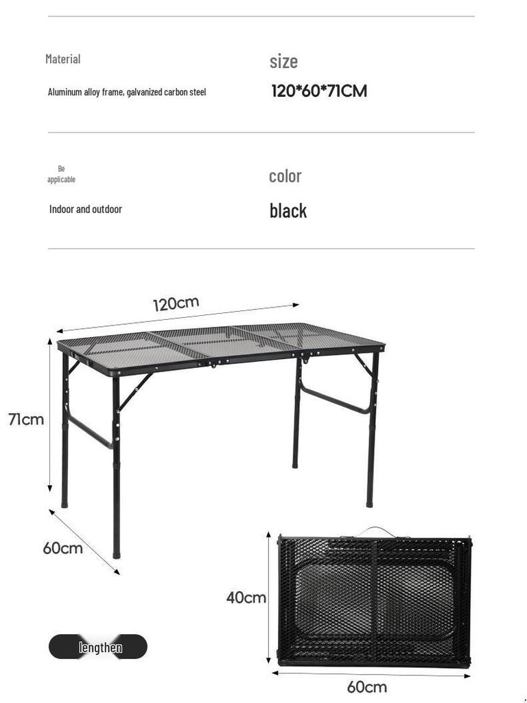Portable Outdoor Aluminum Folding Picnic & BBQ Table with Double Layer Mesh