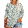Women's Print Round Neck Plus Size Tops 3/4 Sleeves Elegant Shirt Tops