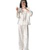 Ice silk pajamas women's summer long-sleeved trousers loungewear set lace lace V-neck loose and comfortable can be worn outside