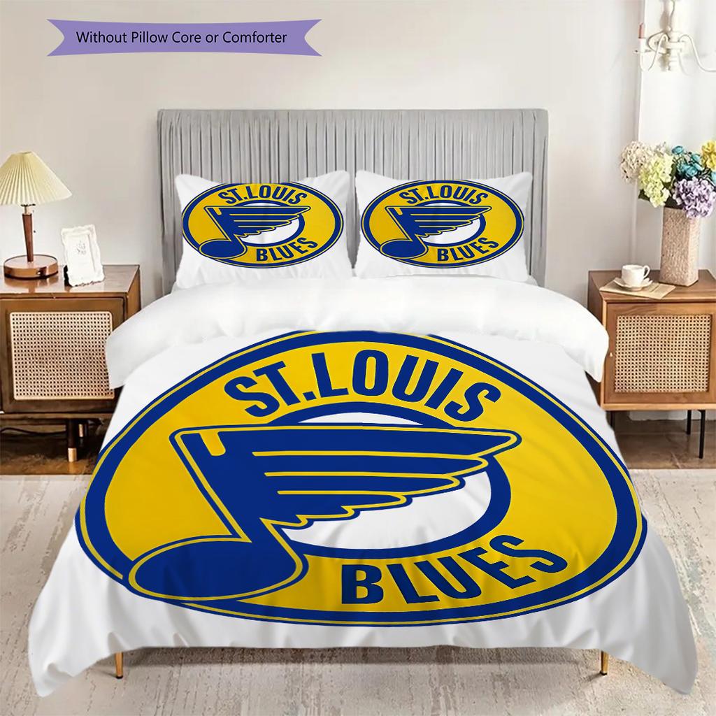 St. Set Copripiumino Trapuntato Louis Blues Federa Decorazione Casa Regalo di Compleanno (1 * copripiumino + 2 * federa, senza nucleo)