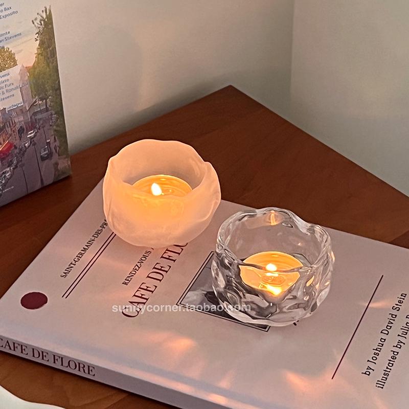 Nepravidelný skleněný svícen v evropském stylu pro romantickou atmosféru – Ideální pro dekoraci obývacího pokoje nebo jídelního stolu