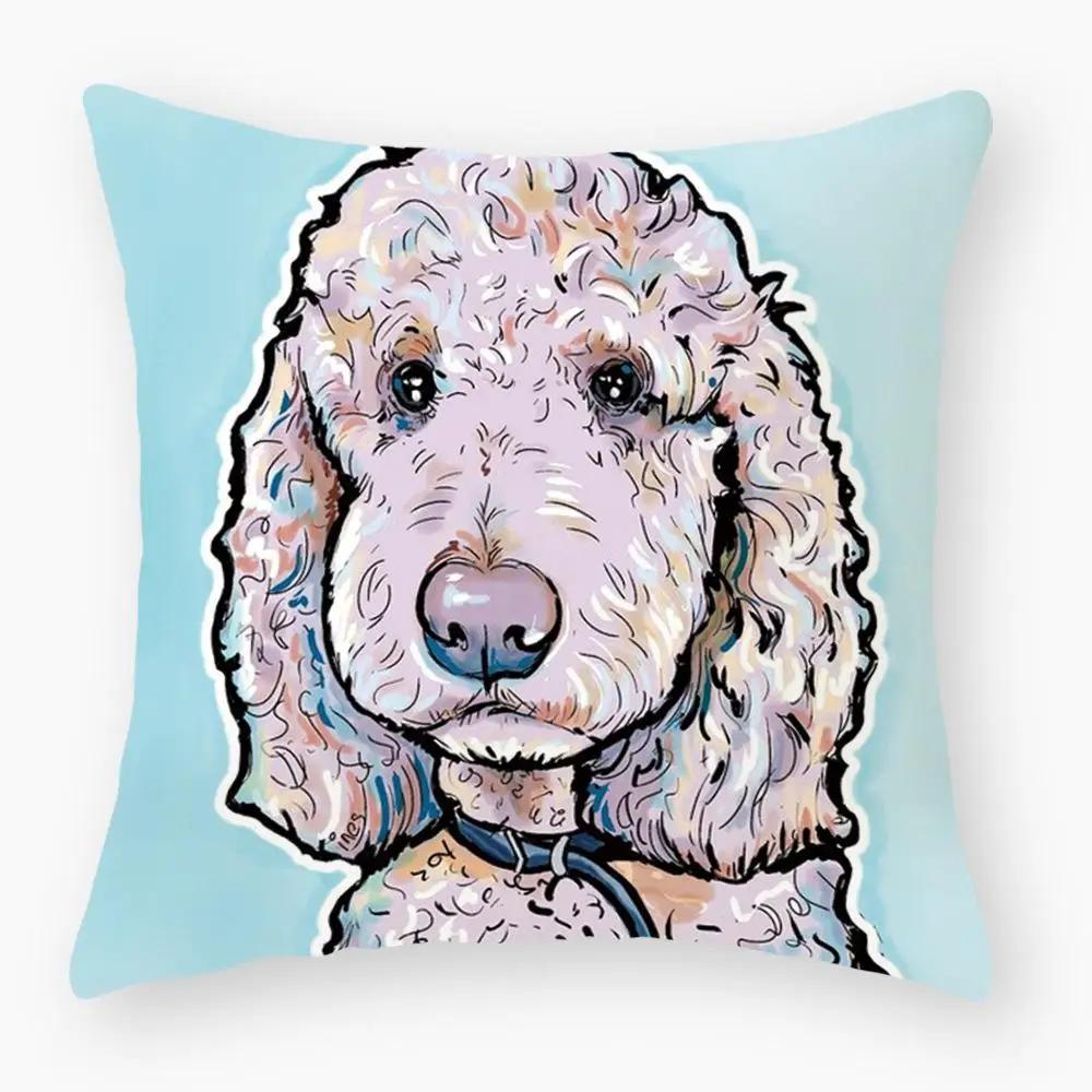 Sofa Pillowcase Bedroom Decoration Cushion Cover Cute Dog Yorkie Pug Pillow Car