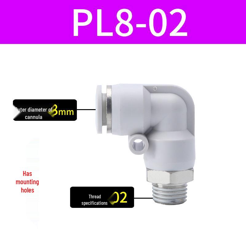 Premium White Male Thread Elbow PL8-02 Pneumatic Connector, 4-M5/6-01/10-03/12-04 Air Tube