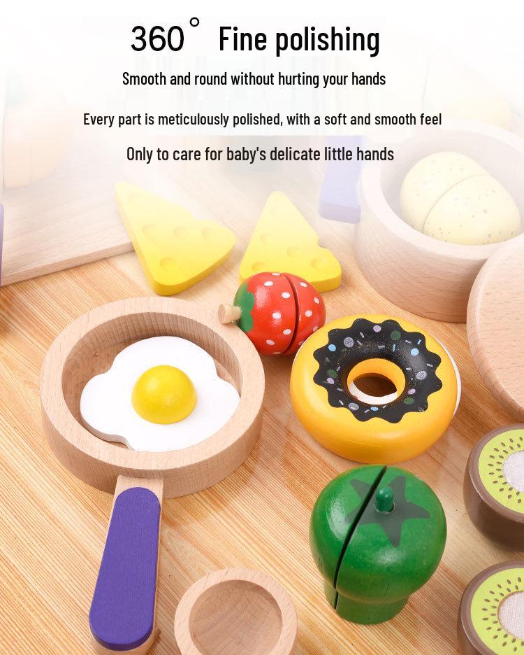 Wooden Princess Playhouse & Tea Party Set with Cake & Cuttable Fruits