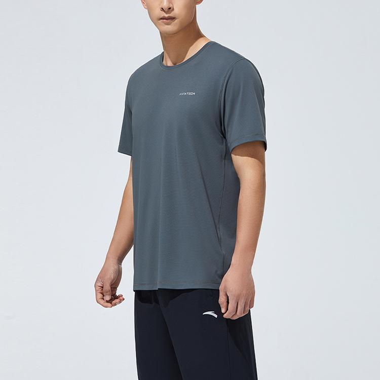 Anta Solid Color Pullover T-Shirt And Mid-Waist Straight Leg Shorts Casual Sports Set Men sets Mud-Green 952327202-6