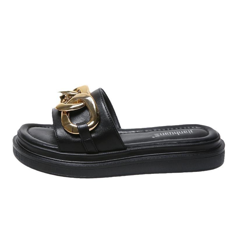 Internet Celebrity Small Fragrant Style Slippers Women's Summer Wear 2025 New Thick Bottom Soft Bottom Temperament Beach Sandals Ins Trendy Fashion