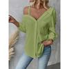 Lapel seven-quarter sleeve off-the-shoulder cardigan texture single-breasted casual shirt