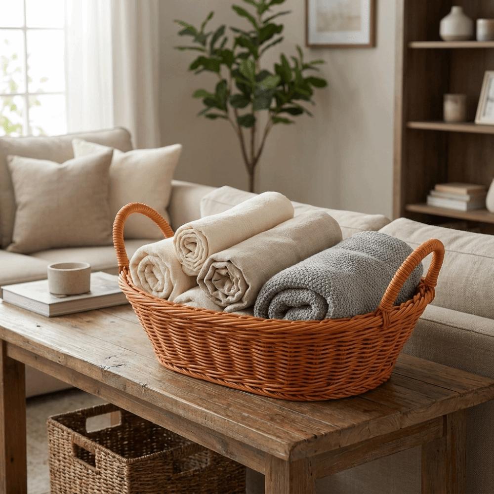 Large Capacity Flower Basket Handmade Fruit Basket Handwoven Storage Basket  Flower Arrangement
