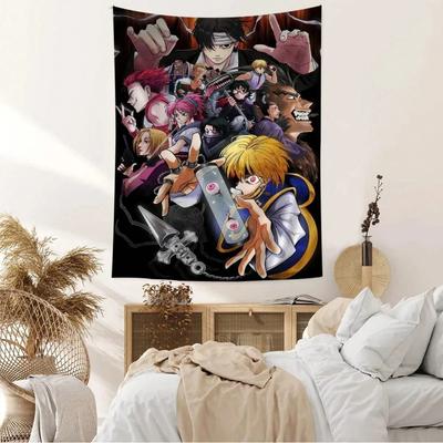 Hunter X Hunter Anime Tapestry  All Main Characters Collage Wall Hanging Vibrant Art with Gon  Hisoka  Bedroom Decor