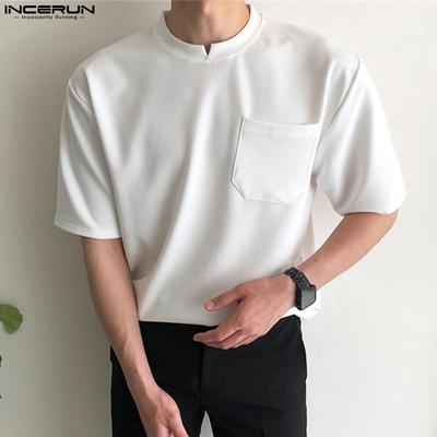Summer Men's Solid Color Round Neck Short-sleeved Tops