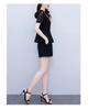 Women's Plus Size 2-piece Lace Trimmed V-neck Top And Shorts Slim Fit Summer Set Pure Black