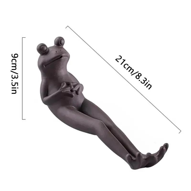 Home Decoration Creative Gifts Cute Frog Sculpture Incense Stick Burner Holder with Sticks Handmade Ceramic Incense Stick