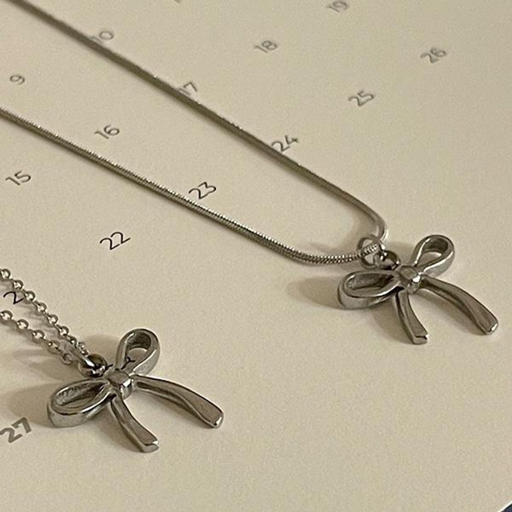 Surgical Steel Cute Cherry Ribbon Necklace (2 types)