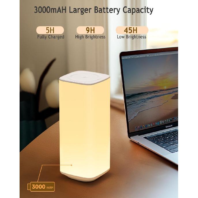 Bedside Table Lamp Touch & Remote 3 Modes & 256 RGB Colors, Touch Night Light for Kids with Warm White Lights Dimmable, Nursery Night Light Timer for