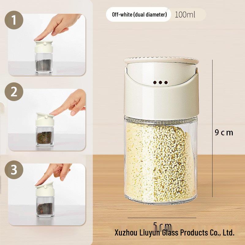 

Double Aperture Glass Seasoning Jar – Salt & Pepper Shaker for Kitchen слоновая кость/белый
