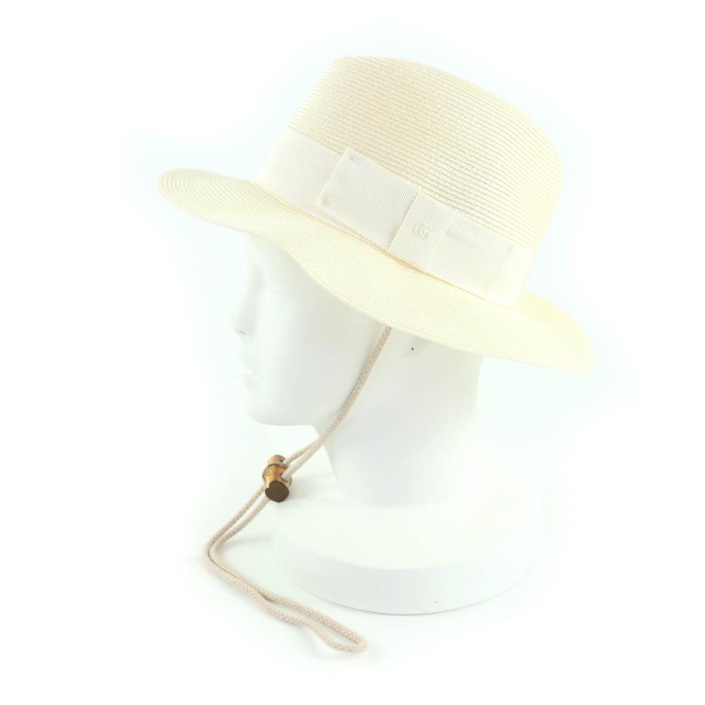 Pristine GUCCI hat Fedora Straw Hat Ivory polypropylene Women S 747994 Used