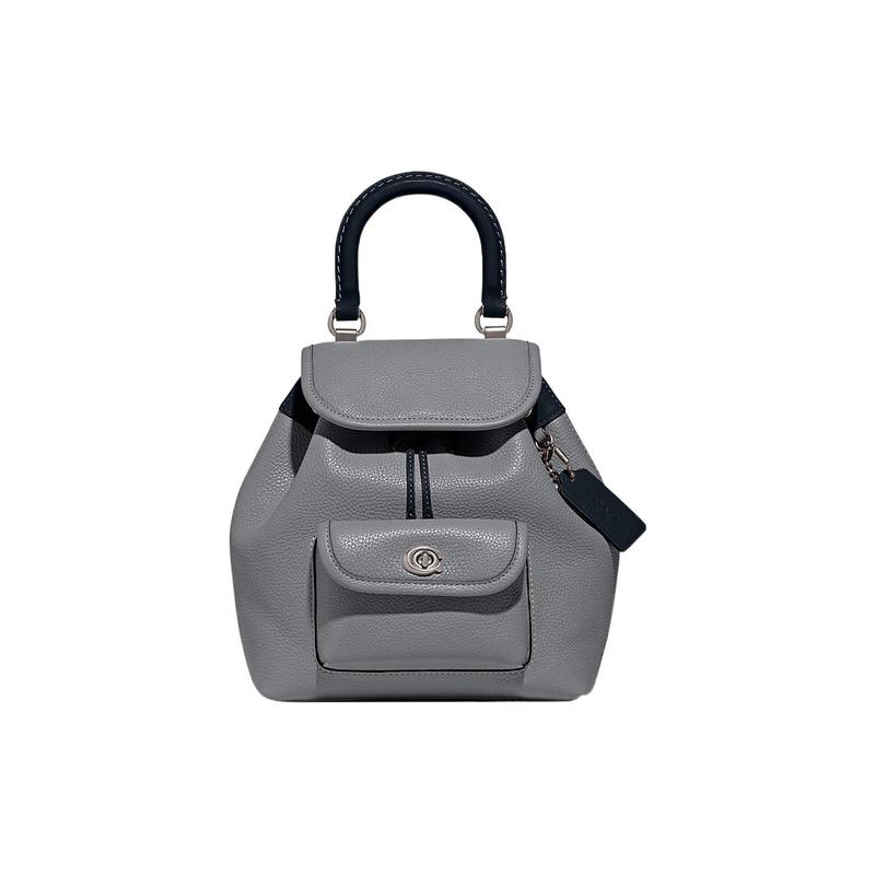 

COACH Riya 23 Drawstring Buckle Closure Leather Backpack Medium Women s Gray сірий колір