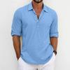 Men's Breathable Long-sleeved Lapel Cotton Linen Shirts with Shoulder Straps