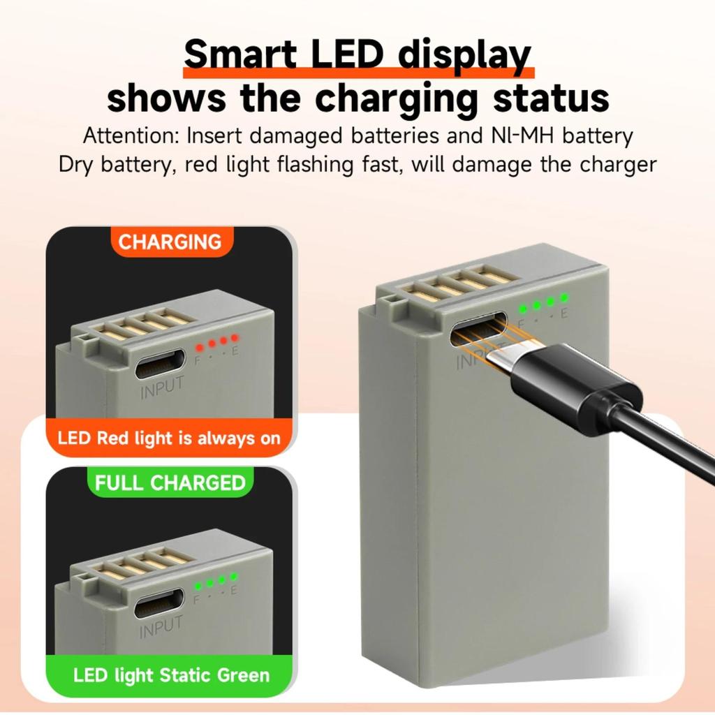PALO EN-EL20 Battery with USB Input for Nikon Coolpix P1000 P950, 1 J1, 1 J2, 1 J3, 1 S1 2000mAh Li-ion Digital Camera