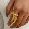 Stainless Steel Peace Dove Rings for Women Men Exaggerated Gold Color Opening Finger Rings Waterproof Jewelry Accessories Gifts