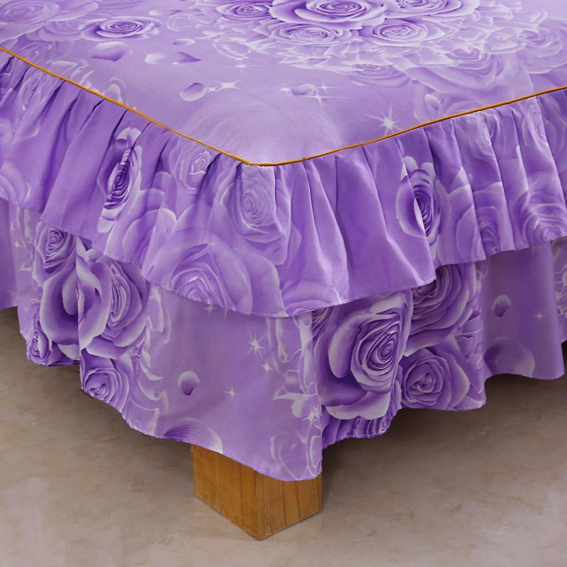 Floral Style Bed Skirt Women/Girls Room Bedspread Skirt Style Bedsheet Falda De Cama Home Bed Cover (Pillowcase Need Order)