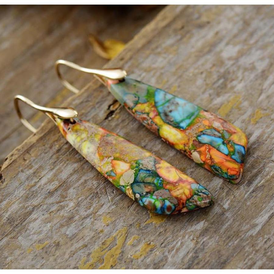 Bohemian Natural Stone Pendants and Earrings, European and American Popular Retro Jewelry