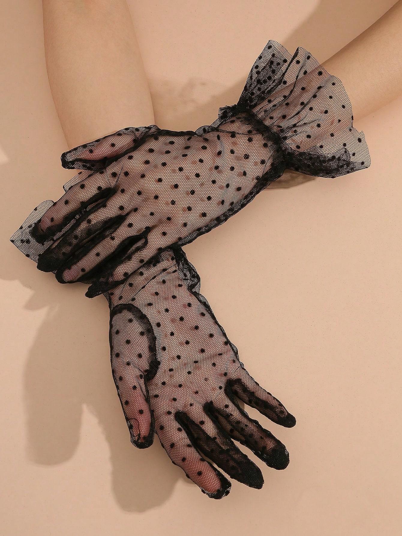 

Пара женских сексуальных кружевных перчаток, дышащие солнцезащитные свадебные перчатки для невесты к свадебному платью в горошек
