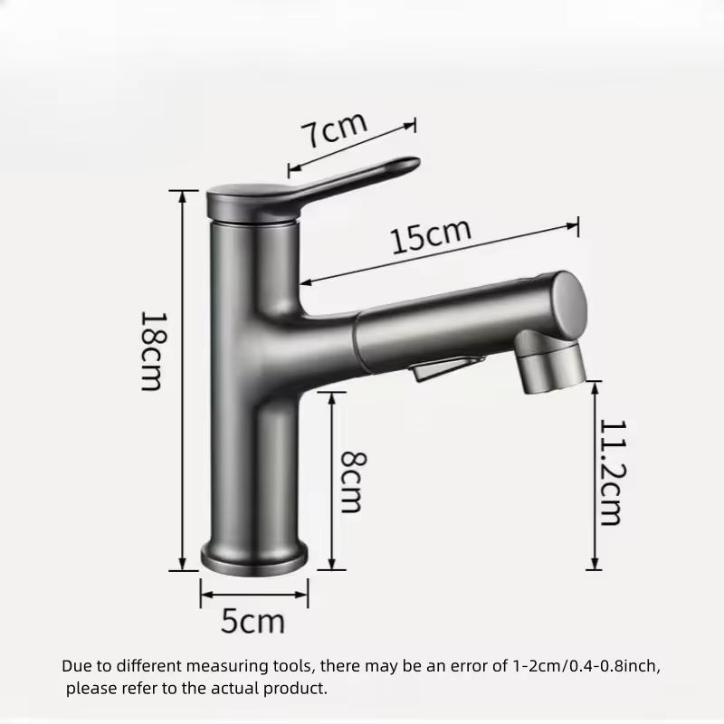 2025 New Bathroom Sink Faucet Pull-out Mouthwash Faucet Hot and Cold Water Mixer Bathroom Single Hole Faucet